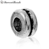 200PCS Vintage Spacer Beads Round Antique Silver Loose Beads DIY Necklace