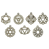 Zinc Alloy Chakra Pendants Flower Hollow DIY Jewelry