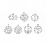 Zinc Alloy Chakra Pendants Flower Hollow DIY Jewelry