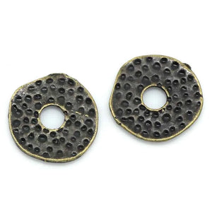 Zinc Alloy Hammered Spacer Beads Round Antique Bronze Dot Carved DIY Jewelry