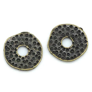 Zinc Alloy Hammered Spacer Beads Round Antique Bronze Dot Carved DIY Jewelry