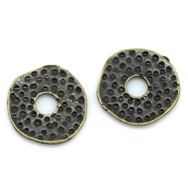 Zinc Alloy Hammered Spacer Beads Round Antique Bronze Dot Carved DIY Jewelry