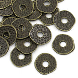 Zinc Alloy Hammered Spacer Beads Round Antique Bronze Dot Carved DIY Jewelry