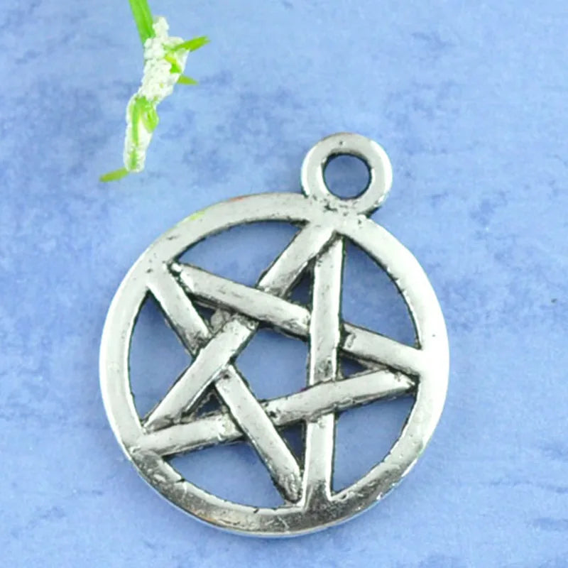 Pentacle Pentagram Charms Antique Silver DIY Jewelry 20mmx17