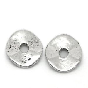Zinc Alloy Wavy Spacer Beads Disc Antique Silver 9mm Dia 200 PCs