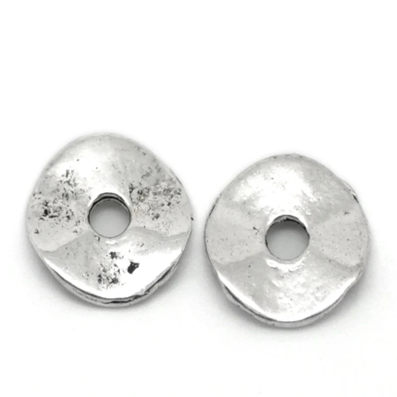 Zinc Alloy Wavy Spacer Beads Disc Antique Silver 9mm Dia 200 PCs