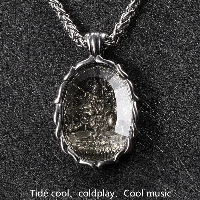 Dorje Shugden Pendant Men's Necklace Retro Ethnic Style Buddha Card Pendant