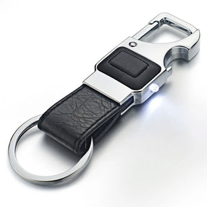 Multi-Functional Leather Keychain LED Light Beer Opener