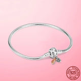 925 Silver Tree Leaves Snake Chain Bracelet Bangle