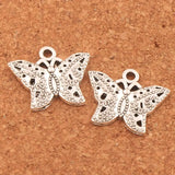 Tibetan Silver Dots Butterfly Charm Beads 21x17.2mm 25Pcs