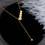 Roman Number Necklace Zircon Pendant Stainless Steel Charm Jewelry Wholesale