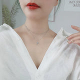 925 Silver Necklace Star Pendant Round Bead Chain Romantic Jewelry Gift