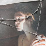 925 Silver Necklace Star Pendant Round Bead Chain Romantic Jewelry Gift