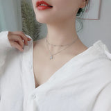 925 Silver Necklace Star Pendant Round Bead Chain Romantic Jewelry Gift
