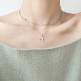 925 Silver Necklace Star Pendant Round Bead Chain Romantic Jewelry Gift