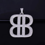 Double B Pendant Bling CZ Hip Hop Men's Jewelry