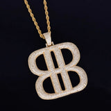 Double B Pendant Bling CZ Hip Hop Men's Jewelry