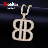 Double B Pendant Bling CZ Hip Hop Men's Jewelry