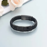 Double-Bank Leather Cremation Bangle Urn Jewelry for Ashes