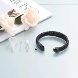Double-Bank Leather Cremation Bangle Urn Jewelry for Ashes