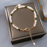 Baroque Pearl Green Crystal Bracelet Women's Jewelry