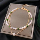 Baroque Pearl Green Crystal Bracelet Women's Jewelry