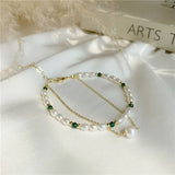 Baroque Pearl Green Crystal Bracelet Women's Jewelry