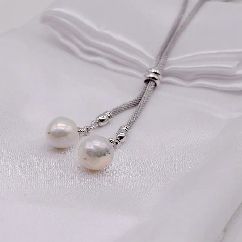Colorful Flame Ball Pearl Necklace Baroque Long Dress Necklace
