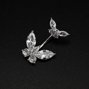 Sterling Silver Double Butterfly Navel Piercing Belly Button Rings