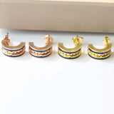 Double Ceramic Rivet-shape Earrings Gear Earrings Women's Personality Versatile