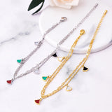 Double Chain Anklet with Scallop Shell Pendant, Titanium Steel