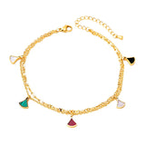 Double Chain Anklet with Scallop Shell Pendant, Titanium Steel