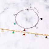 Double Chain Anklet with Scallop Shell Pendant, Titanium Steel