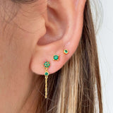 Double Chain Hoop Earrings Crystal Dangle Tassel Earrings