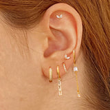 Double Chain Hoop Earrings Crystal Dangle Tassel Earrings