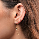 Double Chain Hoop Earrings Crystal Dangle Tassel Earrings