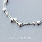 Double Chain Star Pendant Anklet Beaded Foot Jewelry