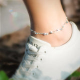 Double Chain Star Pendant Anklet Beaded Foot Jewelry