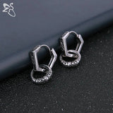Punk Piercing Double Circle Hoop Earrings