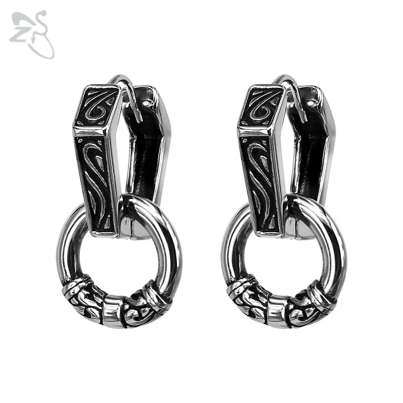 Punk Piercing Double Circle Hoop Earrings