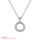 Double Circle Pendant Necklace 925 Sterling Silver Women Fine Jewelry