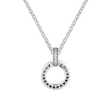 Double Circle Pendant Necklace Collier Long Chain Real Silver S925