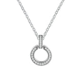 Double Circle Pendant Necklace Collier Long Chain Real Silver S925