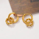 Stainless Steel Rope Twist Huggie Hoops Earrings for Women