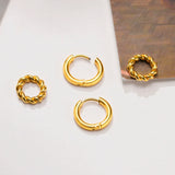 Stainless Steel Rope Twist Huggie Hoops Earrings for Women