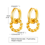 Stainless Steel Rope Twist Huggie Hoops Earrings for Women