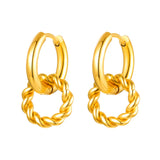 Stainless Steel Rope Twist Huggie Hoops Earrings for Women