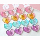 100pcs Glitter Heart Resin Cabochons 20*17mm Flatback Necklace Pendant