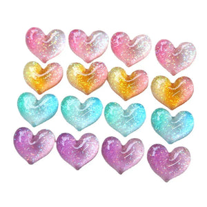 100pcs Glitter Heart Resin Cabochons 20*17mm Flatback Necklace Pendant