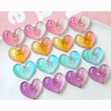 100pcs Glitter Heart Resin Cabochons 20*17mm Flatback Necklace Pendant